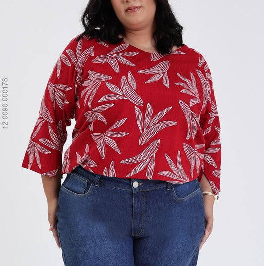 Blusa Viscose Vermelha Plus Size
