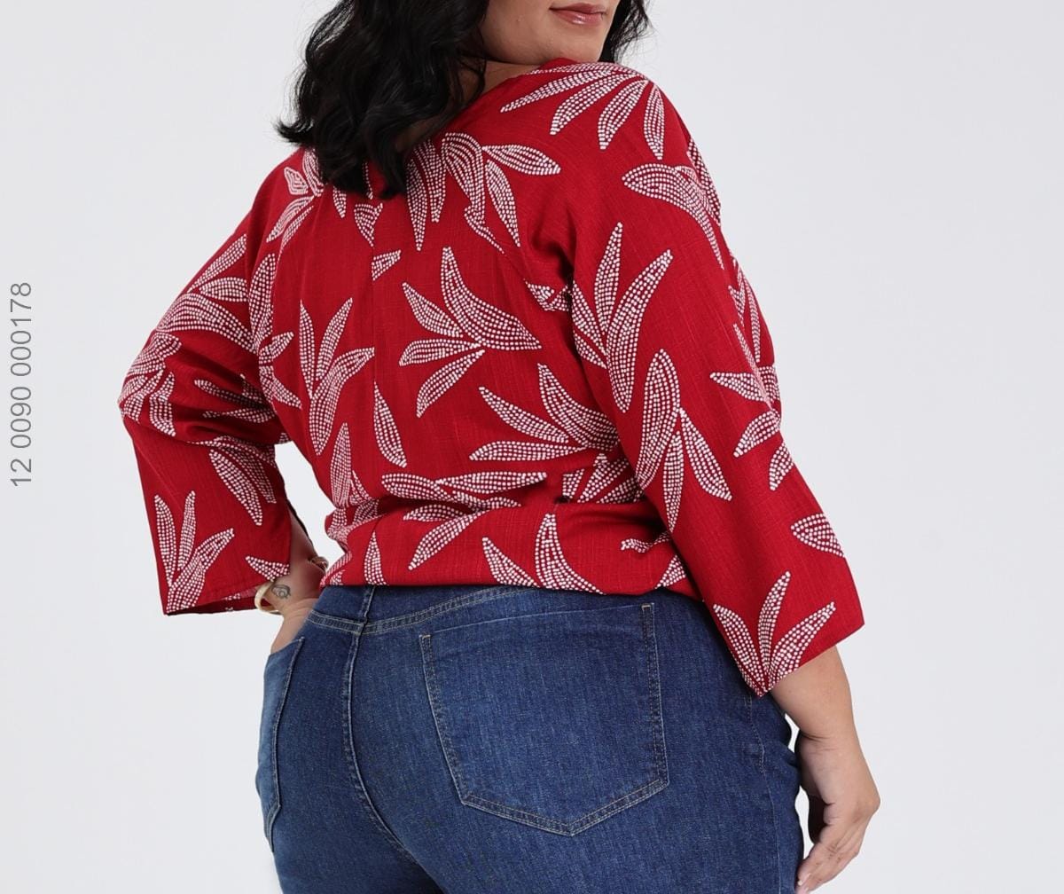 Blusa Viscose Vermelha Plus Size