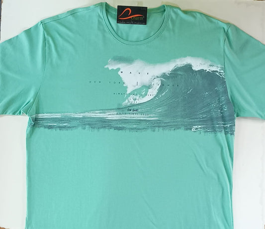 Camiseta Verde Onda do Mar Plus Size