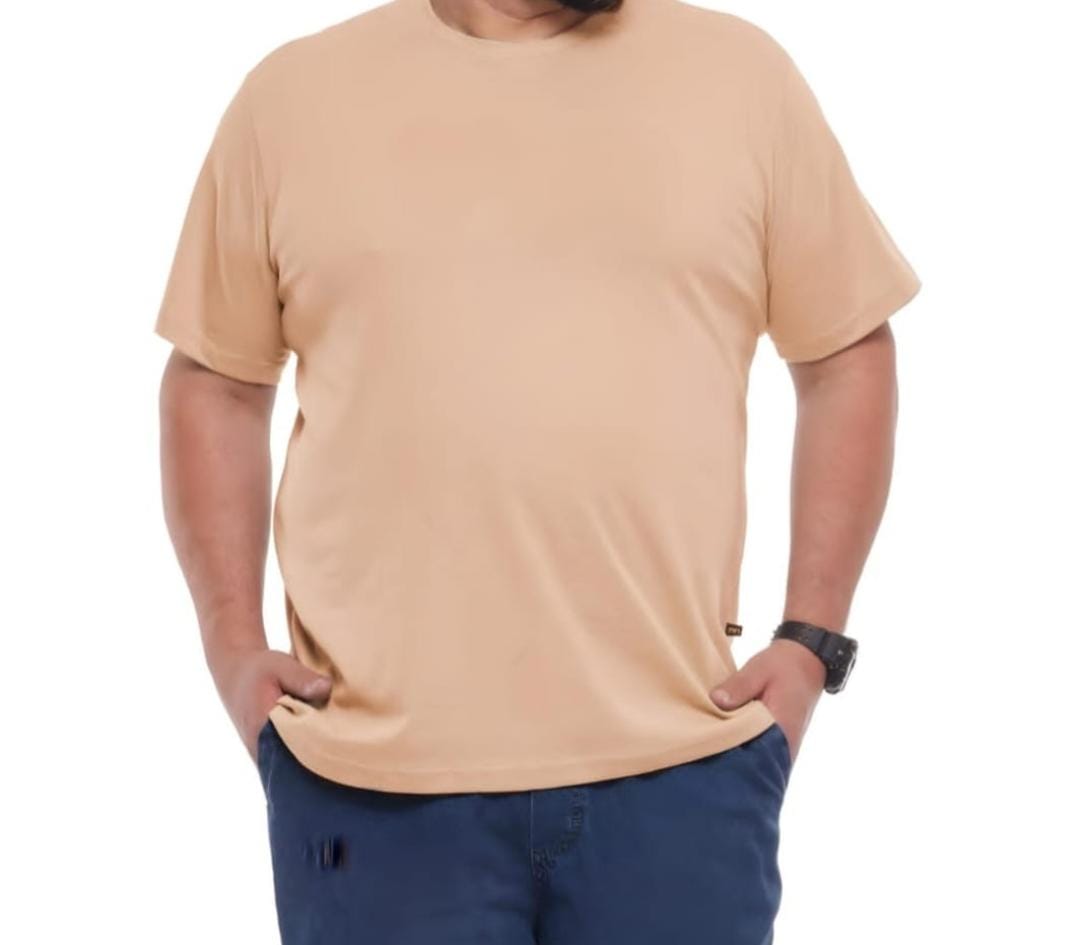 Camiseta Plus Size Lisa Bege – 100% Algodão